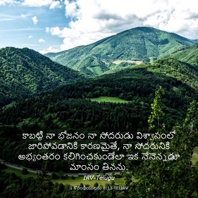 Picture 03 - 1 కొరింథీయులకు 8:13 TELIRV - కాబట్టి నా భోజనం - Bible Verse Picture
