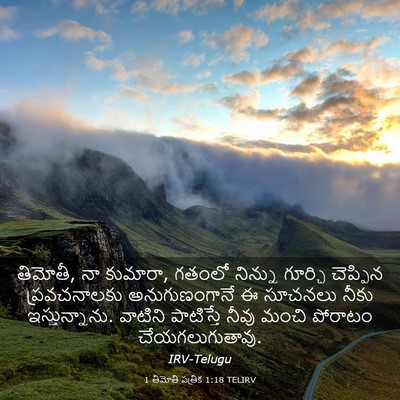 Picture 03 - 1 తిమోతి పత్రిక 1:18 TELIRV - తిమోతీ, నా కుమారా, - Bible Verse Picture