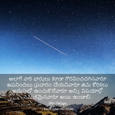 Picture 03 - 1 తిమోతి పత్రిక 3:11 TELIRV - అలాగే వారి - Bible Verse Picture