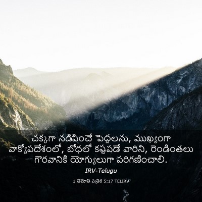 Picture 03 - 1 తిమోతి పత్రిక 5:17 TELIRV - చక్కగా నడిపించే - Bible Verse Picture