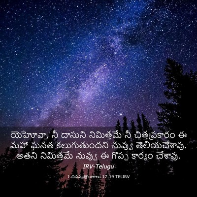 Picture 03 - 1 దినవృత్తాంతాలు 17:19 TELIRV - యెహోవా, నీ దాసుని - Bible Verse Picture