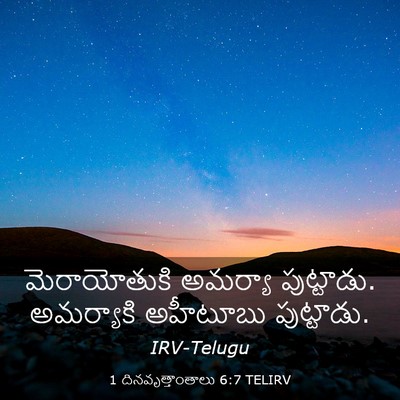 Picture 03 - 1 దినవృత్తాంతాలు 6:7 TELIRV - మెరాయోతుకి అమర్యా - Bible Verse Picture