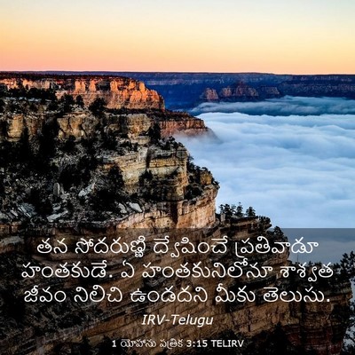 Picture 03 - 1 యోహాను పత్రిక 3:15 TELIRV - తన సోదరుణ్ణి - Bible Verse Picture