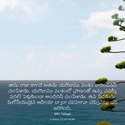 Picture 03 - 1 రాజులు 15:29 TELIRV - తాను రాజు కాగానే - Bible Verse Picture