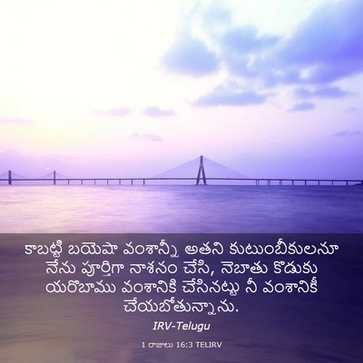 Picture 03 - 1 రాజులు 16:3 TELIRV - కాబట్టి బయెషా - Bible Verse Picture