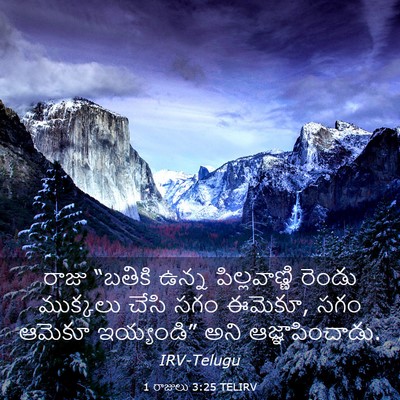 Picture 03 - 1 రాజులు 3:25 TELIRV - రాజు “బతికి ఉన్న - Bible Verse Picture