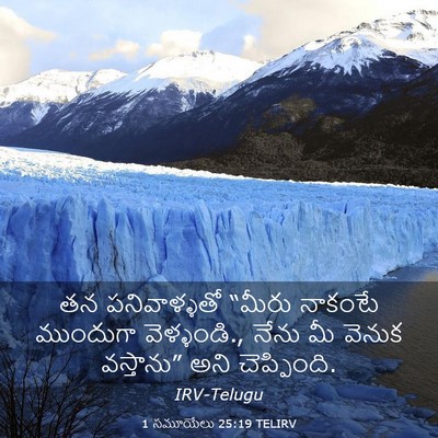 Picture 03 - 1 సమూయేలు 25:19 TELIRV - తన పనివాళ్ళతో - Bible Verse Picture