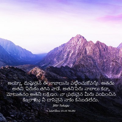 Picture 03 - 1 సమూయేలు 25:25 TELIRV - అయ్యా, దుష్టుడైన ఈ - Bible Verse Picture