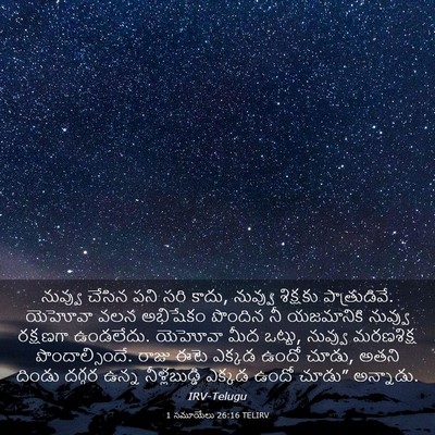 Picture 03 - 1 సమూయేలు 26:16 TELIRV - నువ్వు చేసిన పని - Bible Verse Picture