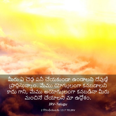 Picture 03 - 2 కొరింథీయులకు 13:7 TELIRV - మీరు ఏ చెడ్డ పనీ - Bible Verse Picture