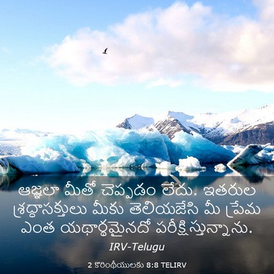 Picture 03 - 2 కొరింథీయులకు 8:8 TELIRV - ఆజ్ఞలా మీతో - Bible Verse Picture