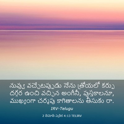 Picture 03 - 2 తిమోతి పత్రిక 4:13 TELIRV - నువ్వు - Bible Verse Picture