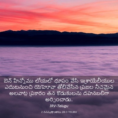 Picture 03 - 2 దినవృత్తాంతాలు 28:3 TELIRV - బెన్‌ హిన్నోము - Bible Verse Picture
