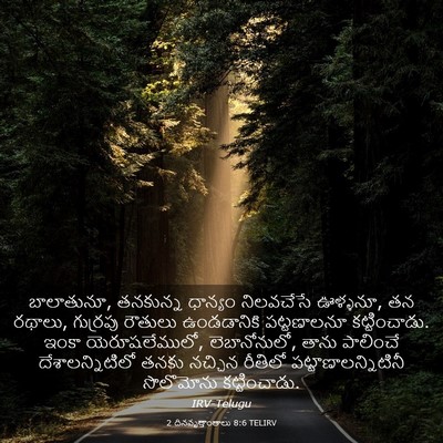 Picture 03 - 2 దినవృత్తాంతాలు 8:6 TELIRV - బాలాతునూ, తనకున్న - Bible Verse Picture