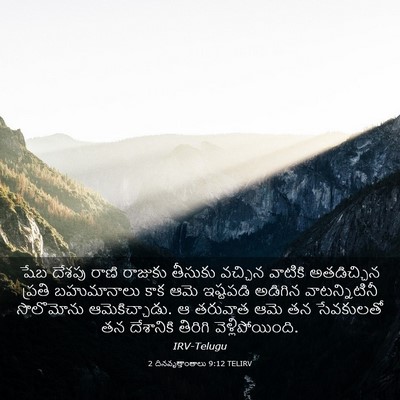 Picture 03 - 2 దినవృత్తాంతాలు 9:12 TELIRV - షేబ దేశపు రాణి - Bible Verse Picture