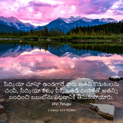 Picture 03 - 2 రాజులు 25:7 TELIRV - సిద్కియా చూస్తూ - Bible Verse Picture