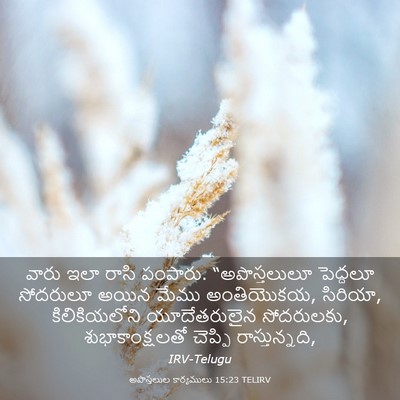 Picture 03 - అపొస్తలుల కార్యములు 15:23 TELIRV - వారు ఇలా రాసి - Bible Verse Picture