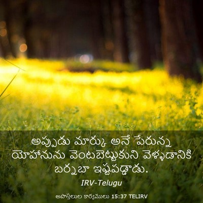 Picture 03 - అపొస్తలుల కార్యములు 15:37 TELIRV - అప్పుడు మార్కు - Bible Verse Picture