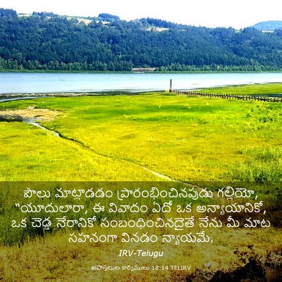 Picture 03 - అపొస్తలుల కార్యములు 18:14 TELIRV - పౌలు మాట్లాడడం - Bible Verse Picture