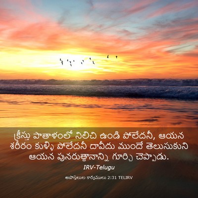 Picture 03 - అపొస్తలుల కార్యములు 2:31 TELIRV - క్రీస్తు పాతాళంలో - Bible Verse Picture