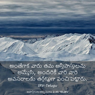 Picture 03 - అపొస్తలుల కార్యములు 2:45 TELIRV - అంతేగాక వారు తమ - Bible Verse Picture