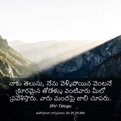 Picture 03 - అపొస్తలుల కార్యములు 20:29 TELIRV - నాకు తెలుసు, నేను - Bible Verse Picture