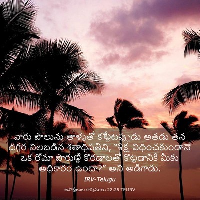Picture 03 - అపొస్తలుల కార్యములు 22:25 TELIRV - వారు పౌలును - Bible Verse Picture