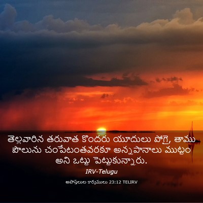 Picture 03 - అపొస్తలుల కార్యములు 23:12 TELIRV - తెల్లవారిన తరువాత - Bible Verse Picture