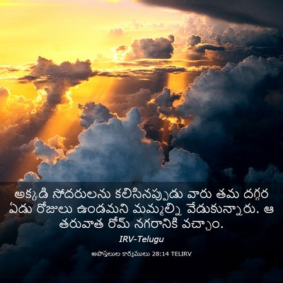 Picture 03 - అపొస్తలుల కార్యములు 28:14 TELIRV - అక్కడి సోదరులను - Bible Verse Picture