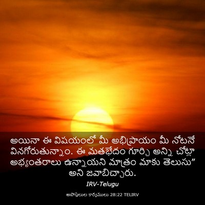 Picture 03 - అపొస్తలుల కార్యములు 28:22 TELIRV - అయినా ఈ విషయంలో మీ - Bible Verse Picture