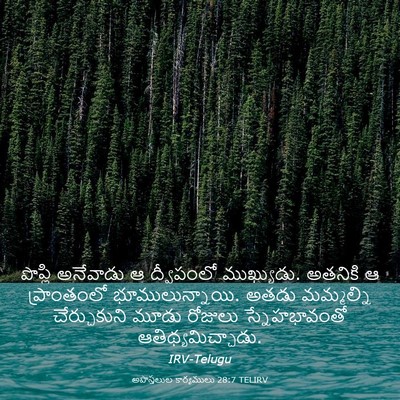 Picture 03 - అపొస్తలుల కార్యములు 28:7 TELIRV - పొప్లి అనేవాడు ఆ - Bible Verse Picture