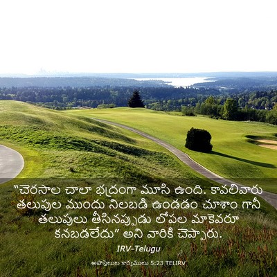 Picture 03 - అపొస్తలుల కార్యములు 5:23 TELIRV - “చెరసాల చాలా - Bible Verse Picture