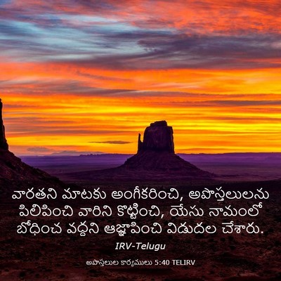 Picture 03 - అపొస్తలుల కార్యములు 5:40 TELIRV - వారతని మాటకు - Bible Verse Picture