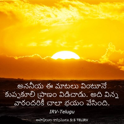 Picture 03 - అపొస్తలుల కార్యములు 5:5 TELIRV - అననీయ ఈ మాటలు - Bible Verse Picture