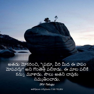 Picture 03 - అపొస్తలుల కార్యములు 7:60 TELIRV - అతడు మోకరించి, - Bible Verse Picture