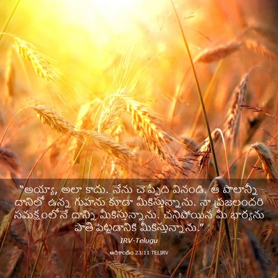 Picture 03 - ఆదికాండం 23:11 TELIRV - “అయ్యా, అలా కాదు. - Bible Verse Picture