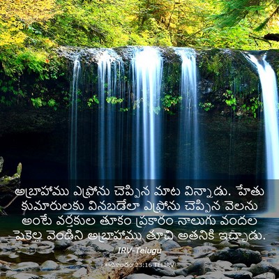 Picture 03 - ఆదికాండం 23:16 TELIRV - అబ్రాహాము ఎఫ్రోను - Bible Verse Picture