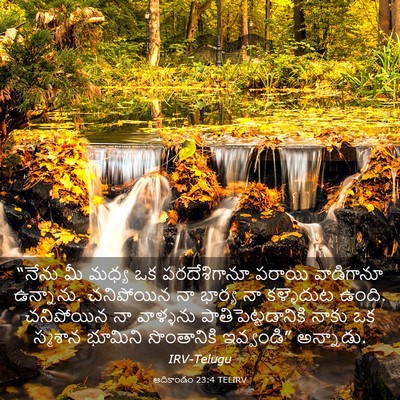 Picture 03 - ఆదికాండం 23:4 TELIRV - “నేను మీ మధ్య ఒక - Bible Verse Picture