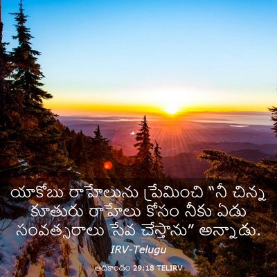 Picture 03 - ఆదికాండం 29:18 TELIRV - యాకోబు రాహేలును - Bible Verse Picture