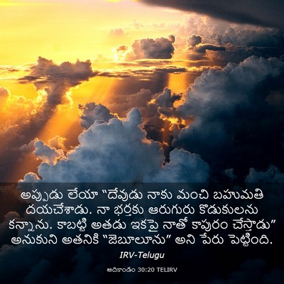 Picture 03 - ఆదికాండం 30:20 TELIRV - అప్పుడు లేయా - Bible Verse Picture