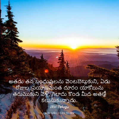 Picture 03 - ఆదికాండం 31:23 TELIRV - అతడు తన బంధువులను - Bible Verse Picture