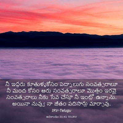 Picture 03 - ఆదికాండం 31:41 TELIRV - నీ ఇద్దరు - Bible Verse Picture