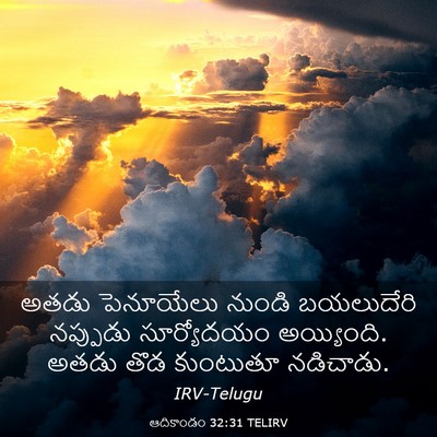 Picture 03 - ఆదికాండం 32:31 TELIRV - అతడు పెనూయేలు - Bible Verse Picture