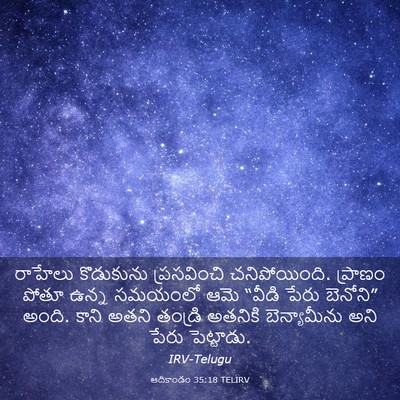 Picture 03 - ఆదికాండం 35:18 TELIRV - రాహేలు కొడుకును - Bible Verse Picture