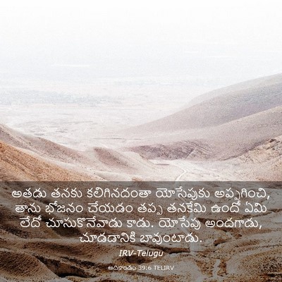 Picture 03 - ఆదికాండం 39:6 TELIRV - అతడు తనకు - Bible Verse Picture
