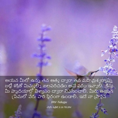 Picture 03 - ఎఫెసీ పత్రిక 3:16 TELIRV - ఆయన మీలో ఉన్న తన - Bible Verse Picture