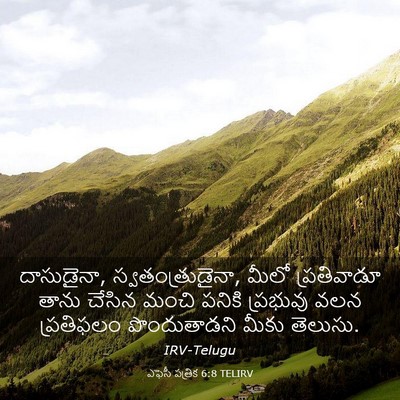 Picture 03 - ఎఫెసీ పత్రిక 6:8 TELIRV - దాసుడైనా, - Bible Verse Picture
