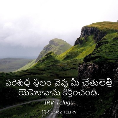 Picture 03 - కీర్తన 134:2 TELIRV - పరిశుద్ధ స్థలం - Bible Verse Picture