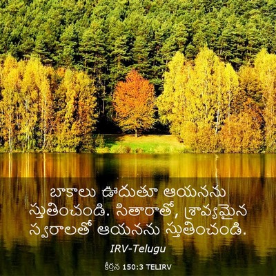 Picture 03 - కీర్తన 150:3 TELIRV - బాకాలు ఊదుతూ - Bible Verse Picture