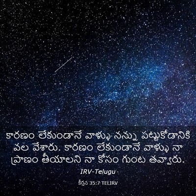 Picture 03 - కీర్తన 35:7 TELIRV - కారణం లేకుండానే - Bible Verse Picture
